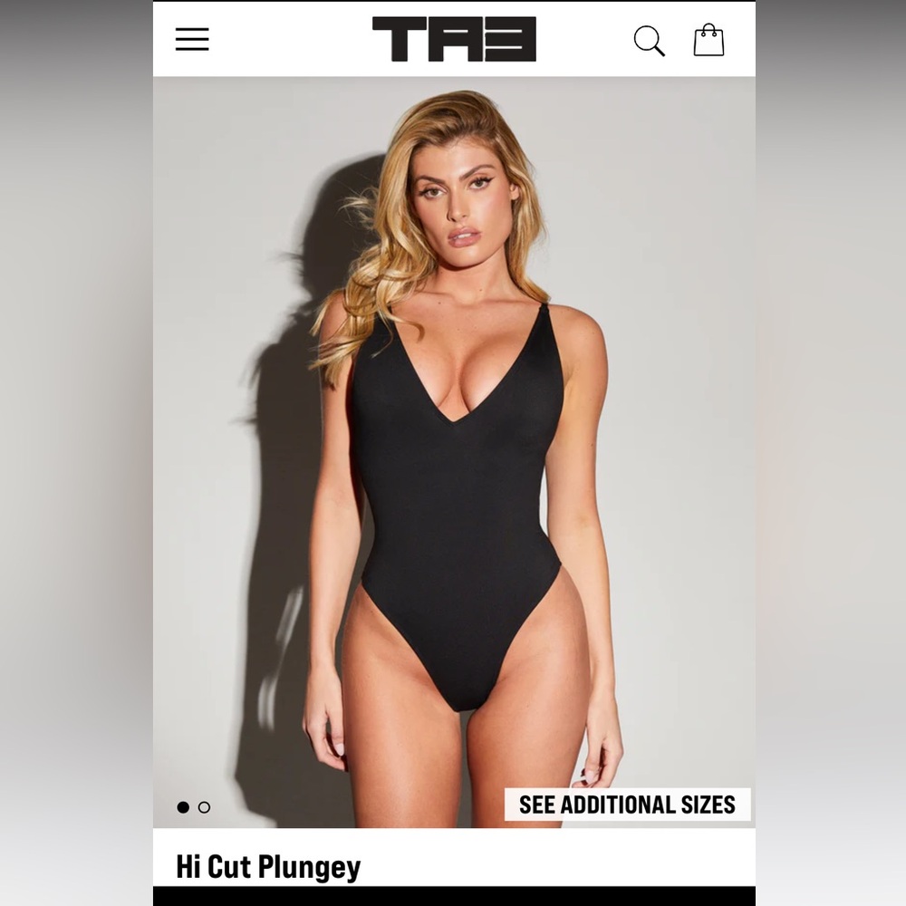 TA3 Black Hi Cut Plungey Swimsuit Large Regular
